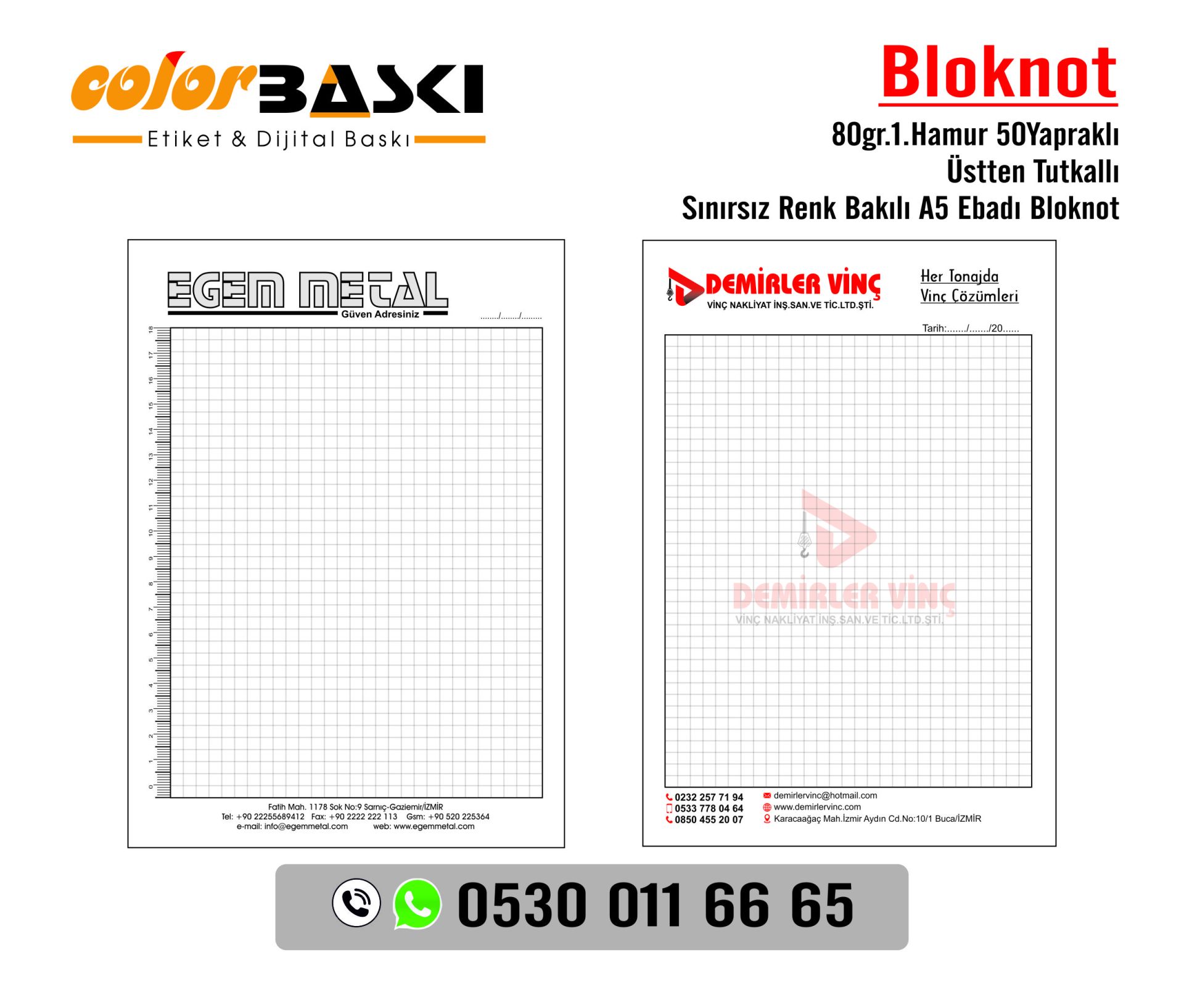 A5 Renkli 80gr. Bloknot 75 adet