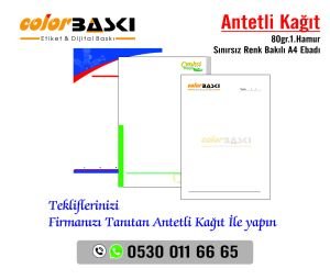 a4 80gr.Tekyön renkli baskı ANTETLİ Kağıt 2000 Adet