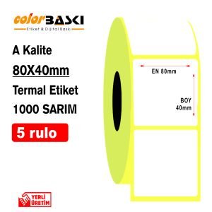 80x40 Termal Etiket 1000 Sarım 5 RULO