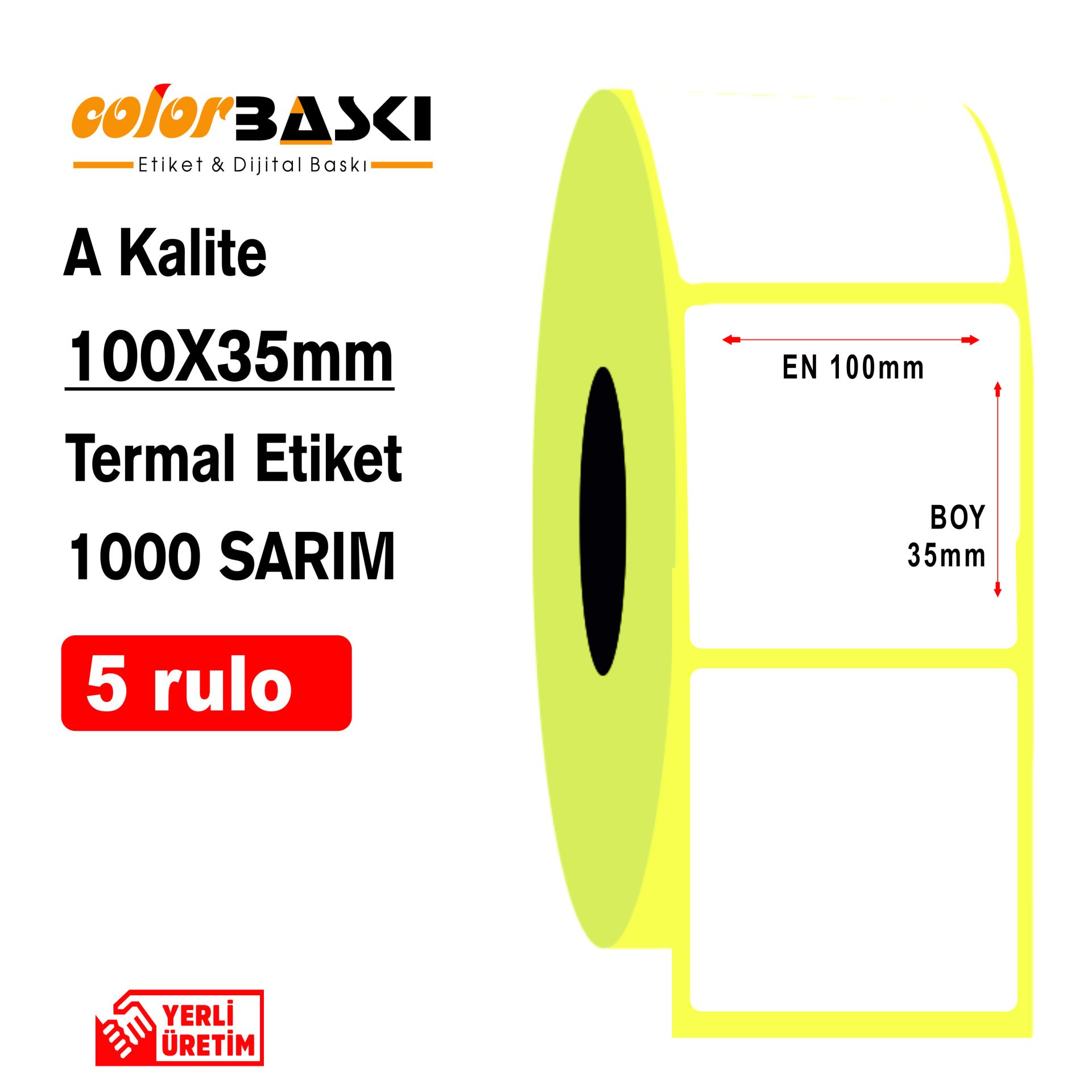 100x35 Termal Etiket 1000 Sarım 5 RULO