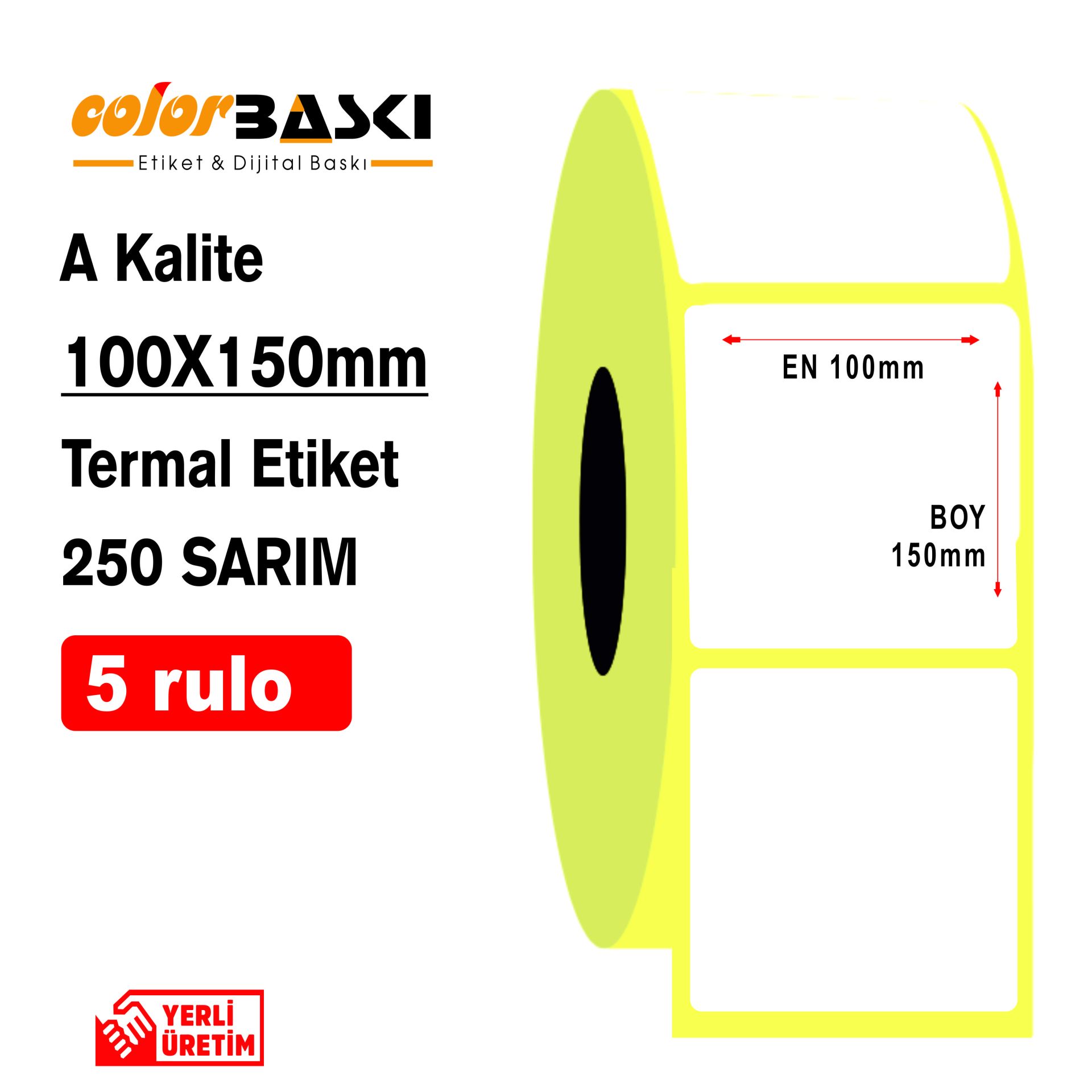 100x150 Termal Etiket 250 Sarım 5 RULO