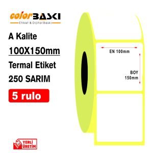 100x150 Termal Etiket 250 Sarım 5 RULO