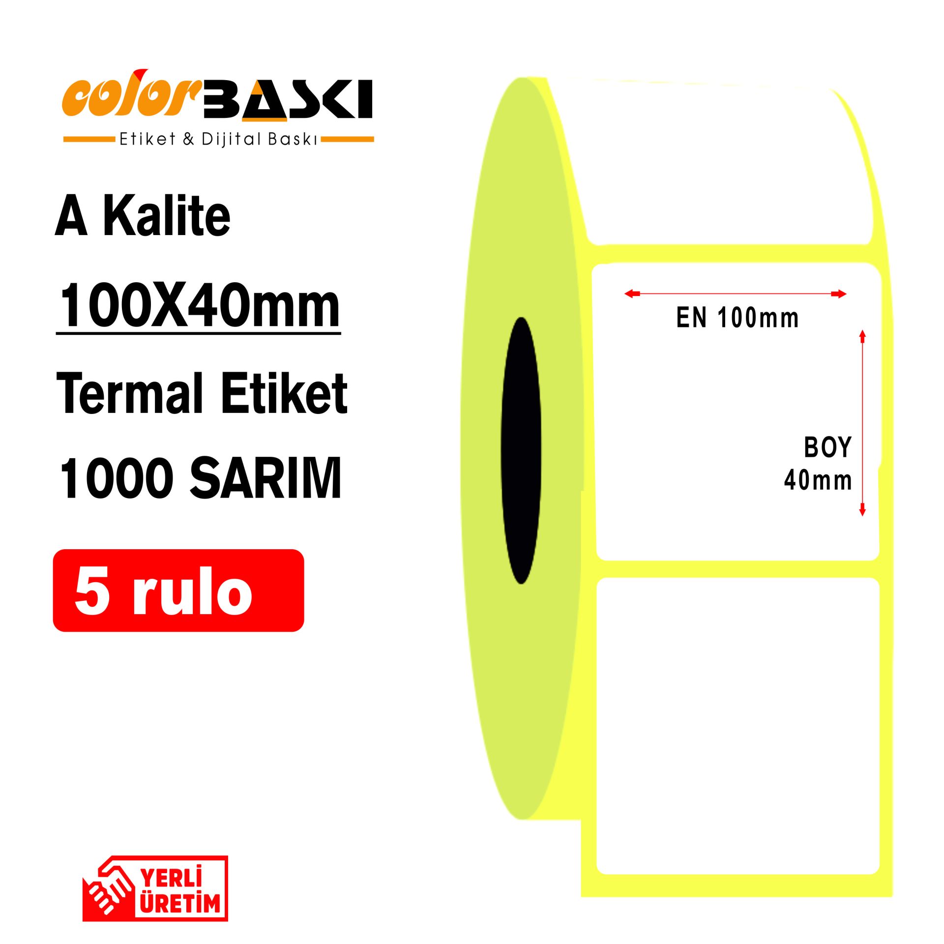 100x40 Termal Etiket 1000 Sarım 5 RULO