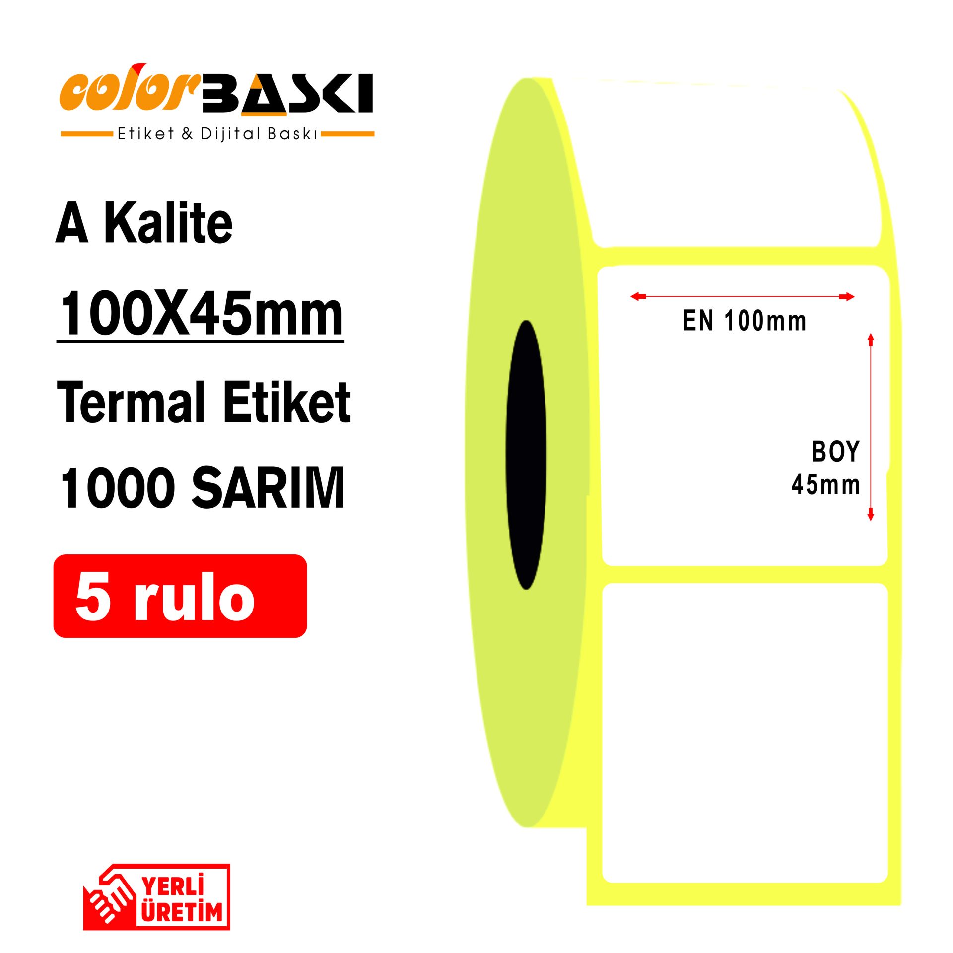 100x45 Termal Etiket 1000 Sarım 5 RULO