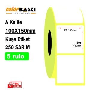 100x150 Kuşe Etiket 250 Sarım 5 RULO