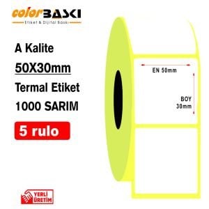 50X30 Termal Etiket 1000 Sarım 5 RULO