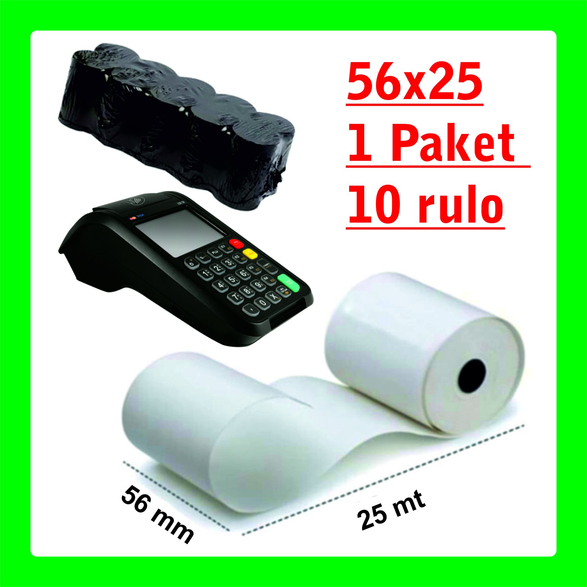 56X25 Termal Yazarkasa Rulo 10'lu (5paket)